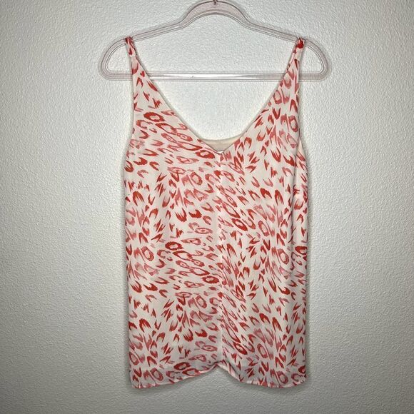 CAbi 267 Flirty Cami Tank Coral Cream Leopard Print Tank Top Blouse Size Small - Picture 2 of 5